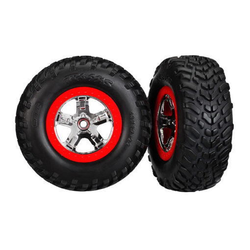 PNEUS + JANTES CHROME RED BEADLOCK (2) (2WD FRONT) (5888)