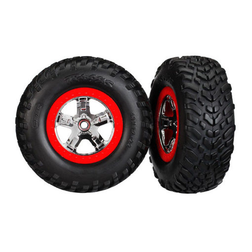 PNEUS + JANTES CHROME ROUGE BEADLOCK (2) (4WD F / R