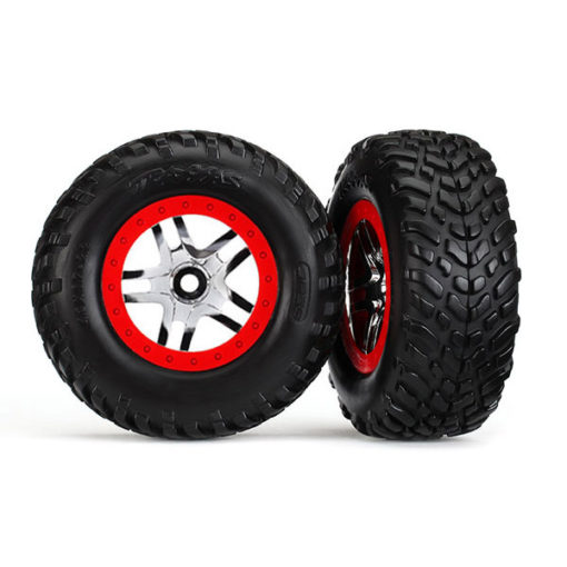 PNEUS + JANTES CHROME ROUGE BEADLOCK (2) (4WD F / R