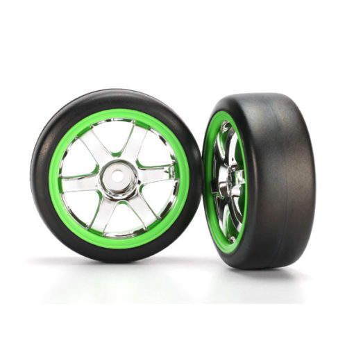 ROUES MONTEES COLLEES SLICK GYMKHANA 1.9 JANTES VERTES (2) (7375)