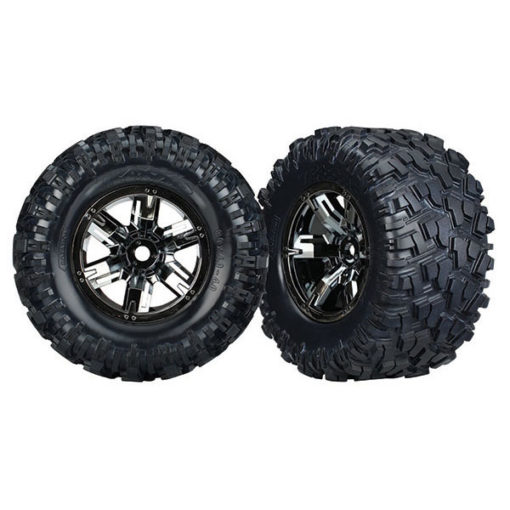ROUES MONTEES COLLEES X-MAXX CHROMEE NOIRES (2) (7772A)
