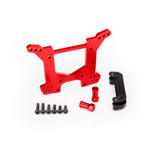 SUPPORT D'AMORTISSEURS ARRIERE ALU ANODISE ROUGE (6738R)
