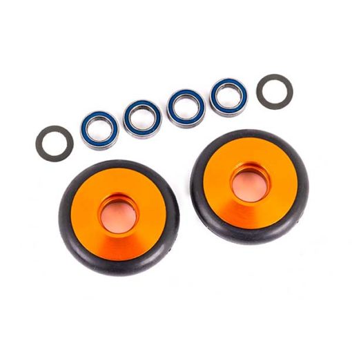 ROUES ALU ANODISES ORANGE POUR WHEELIE BAR (2) (9461A)