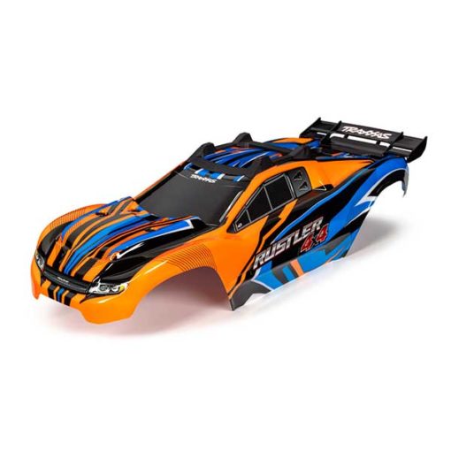 CARROSSERIE RUSTLER 4X4 PEINTE ET DECOREE ORANGE/BLEUE (6734T)