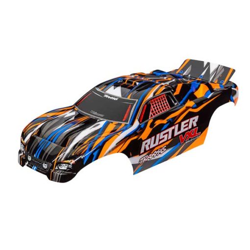 CARROSSERIE RUSTLER VXL PEINTE ET DECOREE ORANGE (3726T)