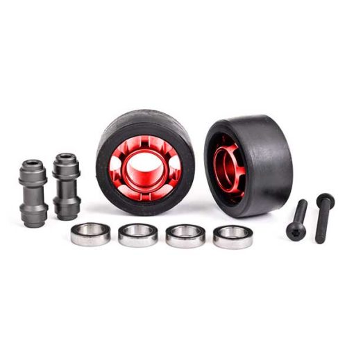 ROUES ALU ANODISES ROUGES POUR WHEELIE BAR - X-MAXX (2) (7775R)