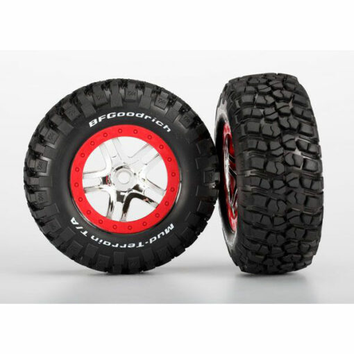 ROUES MONTEES CHROMEES NOIRES - ROUGE BEADLOCK (2) (FRONT / AR) (TSM) (5975A)