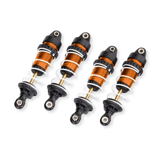 AMORTISSEURS LONG GTR ALU ANODISES ORANGES AVEC RESSORT (4) - MINI MA (10765-ORNG)