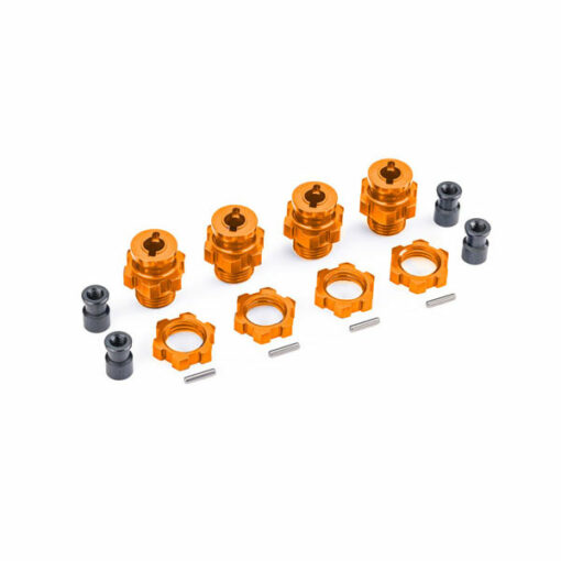 HEXAGONES + ECROUS DE ROUES ALU 17MM ANODISES ORANGES (X4) (9086-ORNG)