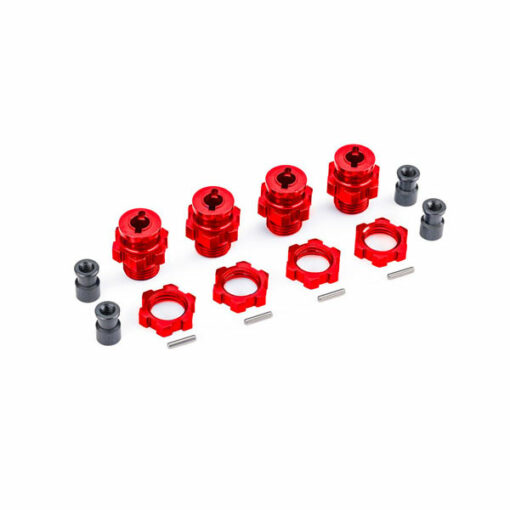 HEXAGONES + ECROUS DE ROUES ALU 17MM ANODISES ROUGES (X4) (9086-RED)